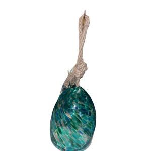 Evergreen,Wind Chimes,Art Glass Splattered Turquoise Blue Sparkles Bell Chime